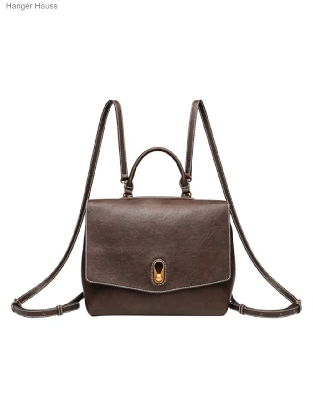 Vintage Vegan Leather Convertible Backpack Handbag Twist Lock Satchel Women
